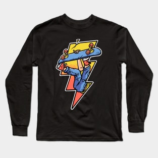 lightning shape with people skateboard Long Sleeve T-Shirt